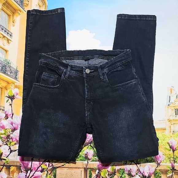 Street‎ & Steel Navy Denim Padded Knee Slim Jeans Size 30x34 - Picture 1 of 6